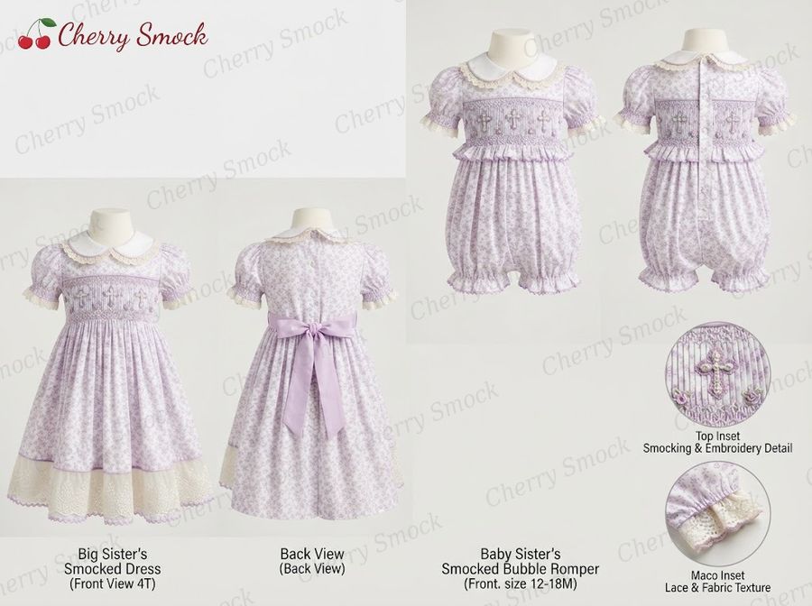 Cherrysmock Christening & Baptism Girls Hand-Smocked Dress – UK Heritage Collection #G12 (CS-UK2-CHRISTENING-G12)