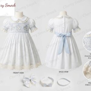 Cherrysmock Christening & Baptism Girls Hand-Smocked Dress – UK Heritage Collection #G15 (CS-UK2-CHRISTENING-G15)