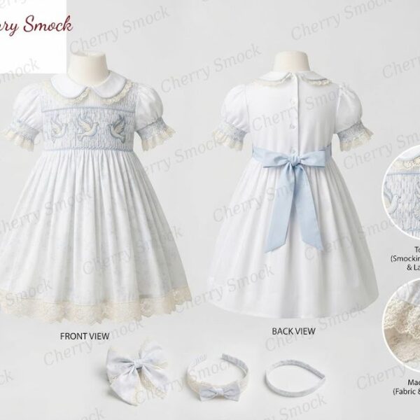 Cherrysmock Christening & Baptism Girls Hand-Smocked Dress – UK Heritage Collection #G15 (CS-UK2-CHRISTENING-G15)