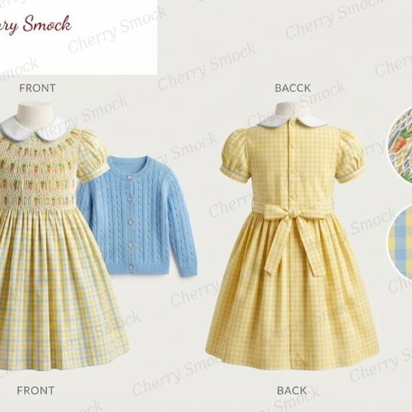 Cherrysmock Easter Girls Hand-Smocked Dress – UK Heritage Collection #G07 (CS-UK2-EASTER-G07)