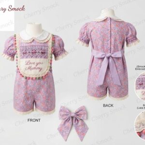 Cherrysmock Mother’s Day Boys Hand-Smocked Romper Set – UK Heritage Collection #B02 (CS-UK2-MOTHERSDAY-B02)