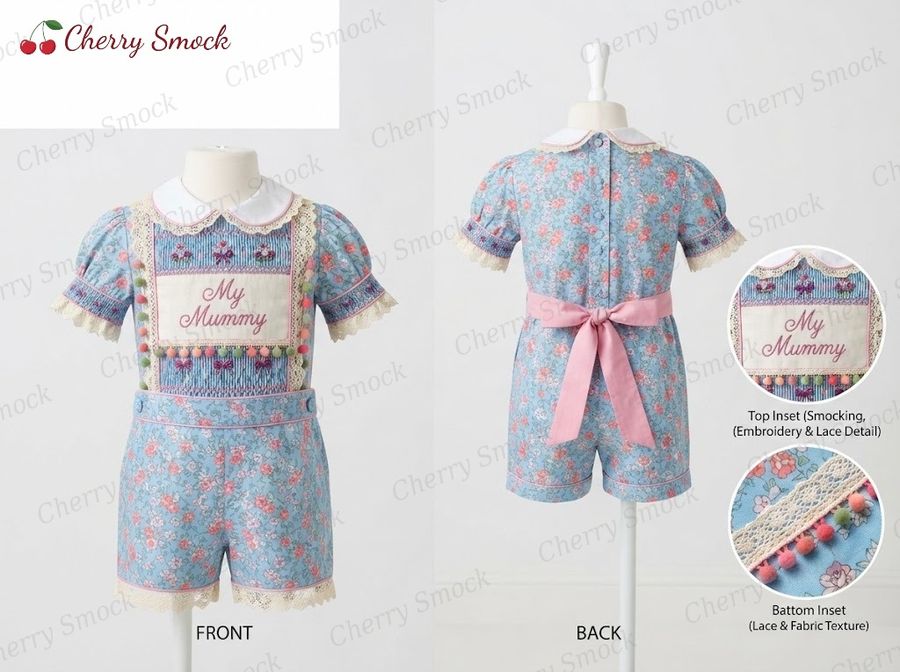 Cherrysmock Mother's Day Boys Hand-Smocked Romper Set – UK Heritage Collection #B05 (CS-UK2-MOTHERSDAY-B05)