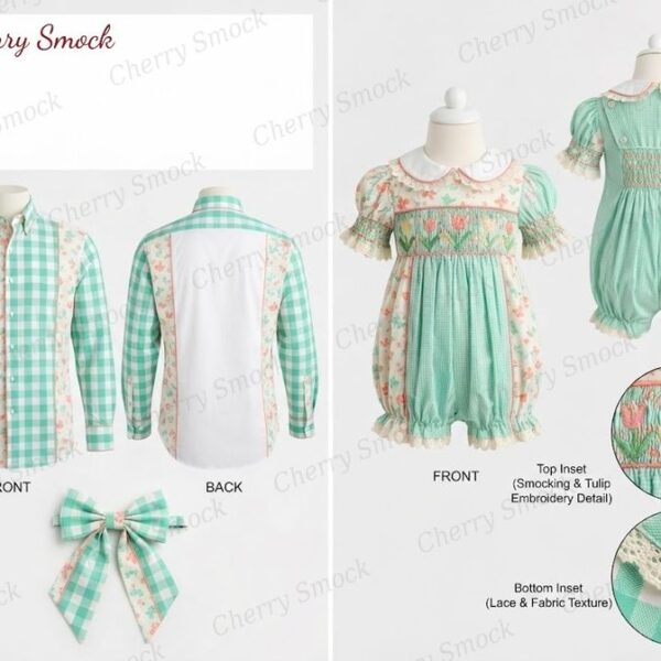Cherrysmock Mother’s Day Boys Hand-Smocked Romper Set – UK Heritage Collection #B07 (CS-UK2-MOTHERSDAY-B07)
