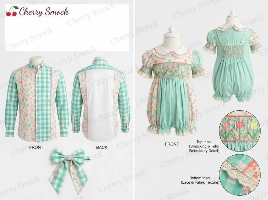 Cherrysmock Mother's Day Boys Hand-Smocked Romper Set – UK Heritage Collection #B07 (CS-UK2-MOTHERSDAY-B07)