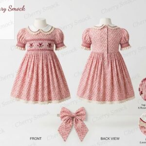Cherrysmock Mother’s Day Girls Hand-Smocked Dress – UK Heritage Collection #G01 (CS-UK2-MOTHERSDAY-G01)