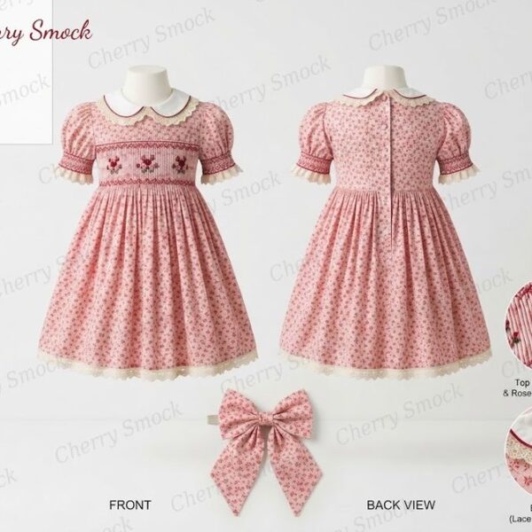 Cherrysmock Mother’s Day Girls Hand-Smocked Dress – UK Heritage Collection #G01 (CS-UK2-MOTHERSDAY-G01)