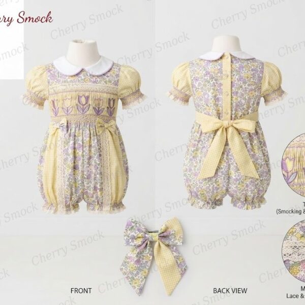 Cherrysmock Mother’s Day Girls Hand-Smocked Dress – UK Heritage Collection #G03 (CS-UK2-MOTHERSDAY-G03)
