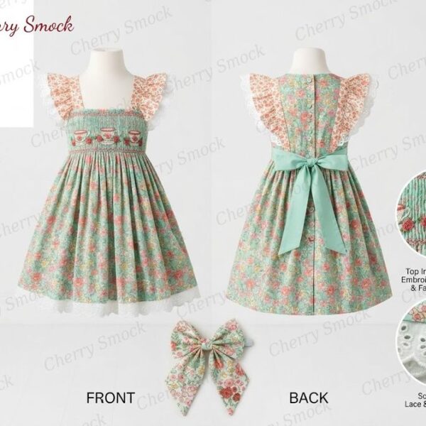 Cherrysmock Mother’s Day Girls Hand-Smocked Dress – UK Heritage Collection #G04 (CS-UK2-MOTHERSDAY-G04)