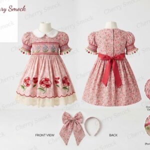 Cherrysmock Mother’s Day Girls Hand-Smocked Dress – UK Heritage Collection #G07 (CS-UK2-MOTHERSDAY-G07)