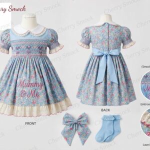 Cherrysmock Mother’s Day Girls Hand-Smocked Dress – UK Heritage Collection #G08 (CS-UK2-MOTHERSDAY-G08)