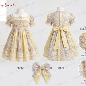 Cherrysmock Mother’s Day Girls Hand-Smocked Dress – UK Heritage Collection #G09 (CS-UK2-MOTHERSDAY-G09)