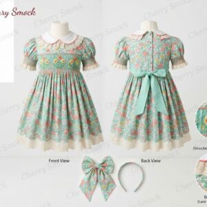 Cherrysmock Mother’s Day Girls Hand-Smocked Dress – UK Heritage Collection #G10 (CS-UK2-MOTHERSDAY-G10)