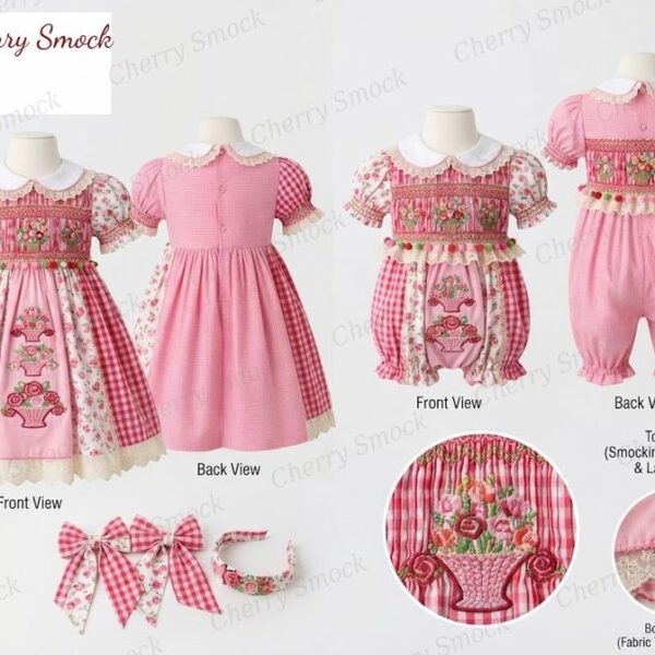 Cherrysmock Mother’s Day Girls Hand-Smocked Dress – UK Heritage Collection #G12 (CS-UK2-MOTHERSDAY-G12)