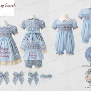Cherrysmock Mother’s Day Girls Hand-Smocked Dress – UK Heritage Collection #G14 (CS-UK2-MOTHERSDAY-G14)