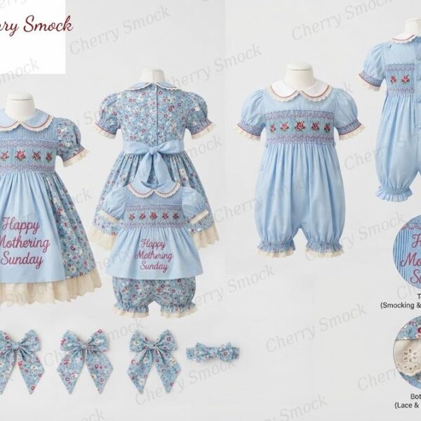 Cherrysmock Mother’s Day Girls Hand-Smocked Dress – UK Heritage Collection #G14 (CS-UK2-MOTHERSDAY-G14)
