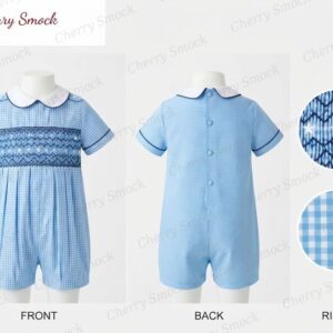 Cherrysmock New Year Boys Hand-Smocked Romper Set – UK Heritage Collection #B01 (CS-UK2-NEWYEAR-B01)