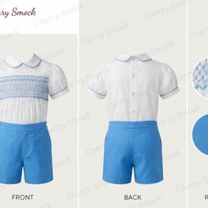 Cherrysmock New Year Boys Hand-Smocked Romper Set – UK Heritage Collection #B05 (CS-UK2-NEWYEAR-B05)