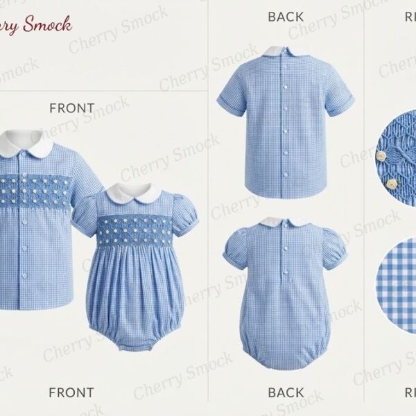 Cherrysmock New Year Boys Hand-Smocked Romper Set – UK Heritage Collection #B06 (CS-UK2-NEWYEAR-B06)