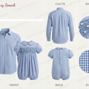 Cherrysmock New Year Boys Hand-Smocked Romper Set – UK Heritage Collection #B07 (CS-UK2-NEWYEAR-B07)