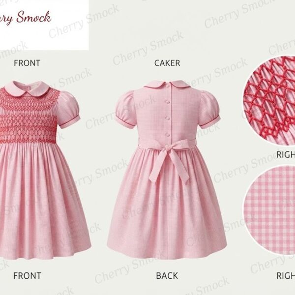 Cherrysmock New Year Girls Hand-Smocked Dress – UK Heritage Collection #G02 (CS-UK2-NEWYEAR-G02)