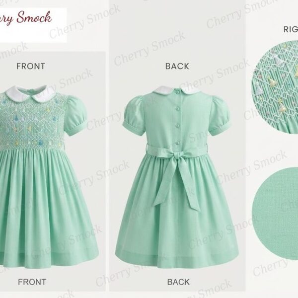 Cherrysmock New Year Girls Hand-Smocked Dress – UK Heritage Collection #G05 (CS-UK2-NEWYEAR-G05)