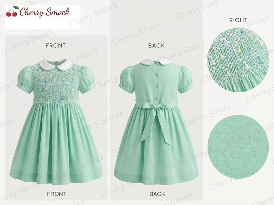 Cherrysmock New Year Girls Hand-Smocked Dress – UK Heritage Collection #G05 (CS-UK2-NEWYEAR-G05)
