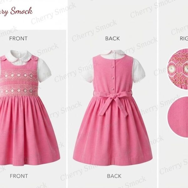 Cherrysmock New Year Girls Hand-Smocked Dress – UK Heritage Collection #G07 (CS-UK2-NEWYEAR-G07)
