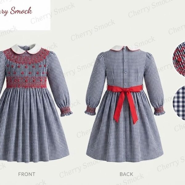 Cherrysmock New Year Girls Hand-Smocked Dress – UK Heritage Collection #G08 (CS-UK2-NEWYEAR-G08)