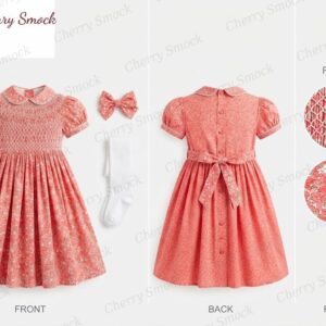 Cherrysmock New Year Girls Hand-Smocked Dress – UK Heritage Collection #G09 (CS-UK2-NEWYEAR-G09)