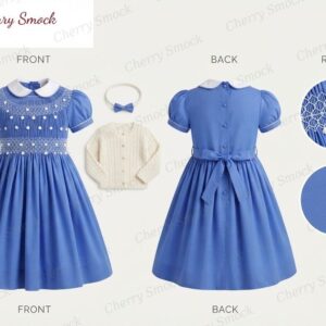 Cherrysmock New Year Girls Hand-Smocked Dress – UK Heritage Collection #G10 (CS-UK2-NEWYEAR-G10)