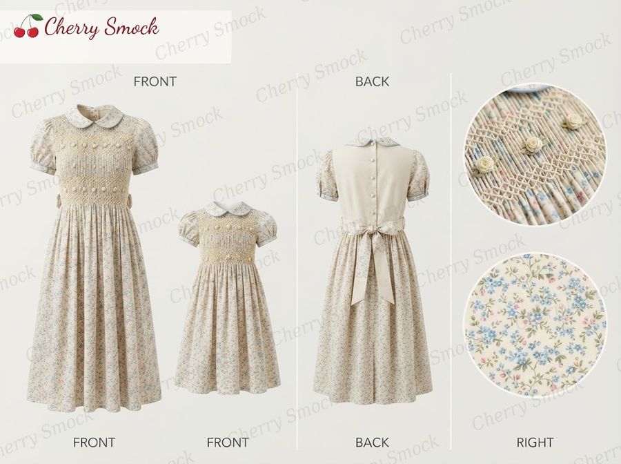 Cherrysmock New Year Girls Hand-Smocked Dress – UK Heritage Collection #G11 (CS-UK2-NEWYEAR-G11)