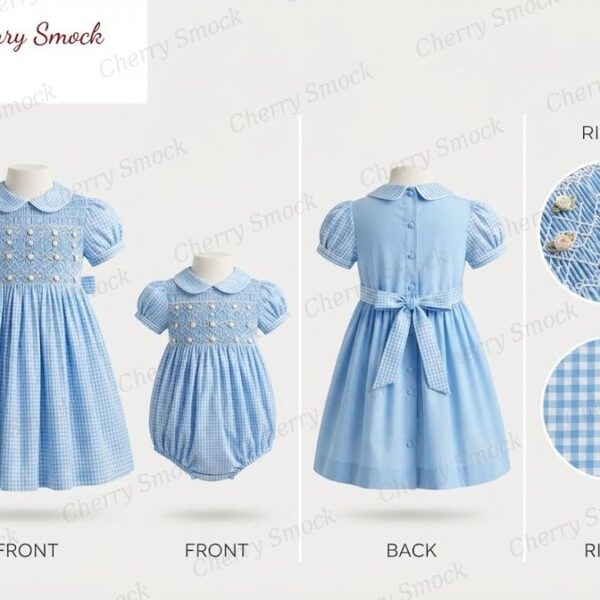 Cherrysmock New Year Girls Hand-Smocked Dress – UK Heritage Collection #G12 (CS-UK2-NEWYEAR-G12)