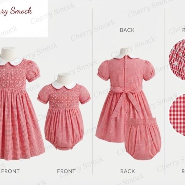 Cherrysmock New Year Girls Hand-Smocked Dress – UK Heritage Collection #G13 (CS-UK2-NEWYEAR-G13)