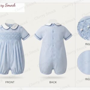 Cherrysmock Spring Boys Hand-Smocked Romper Set – UK Heritage Collection #B01 (CS-UK2-SPRING-B01)