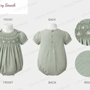 Cherrysmock Spring Boys Hand-Smocked Romper Set – UK Heritage Collection #B03 (CS-UK2-SPRING-B03)