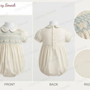 Cherrysmock Spring Boys Hand-Smocked Romper Set – UK Heritage Collection #B04 (CS-UK2-SPRING-B04)