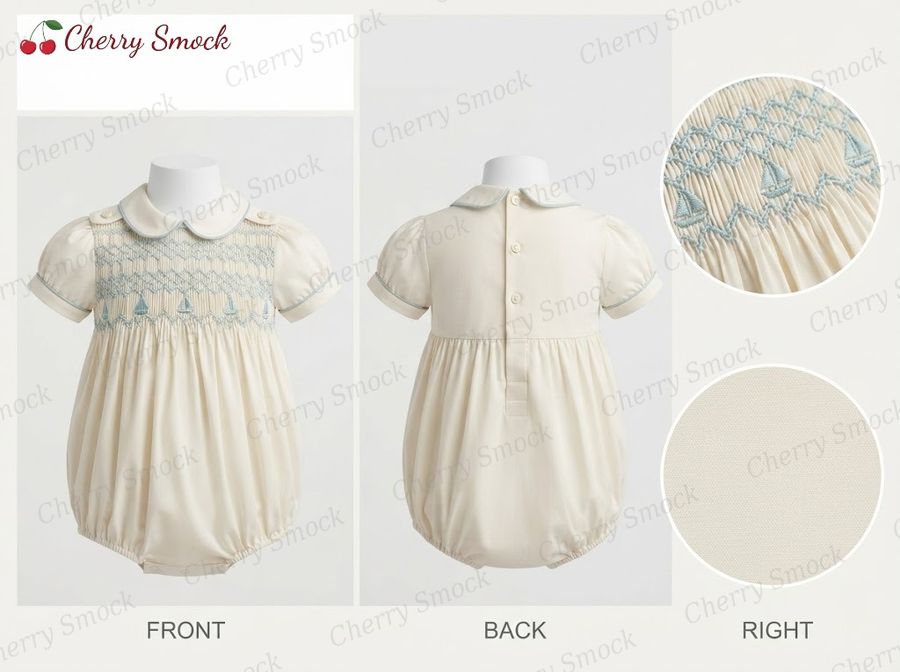 Cherrysmock Spring Boys Hand-Smocked Romper Set – UK Heritage Collection #B04 (CS-UK2-SPRING-B04)