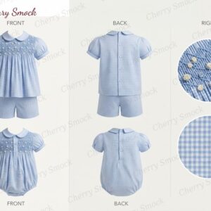 Cherrysmock Spring Boys Hand-Smocked Romper Set – UK Heritage Collection #B06 (CS-UK2-SPRING-B06)