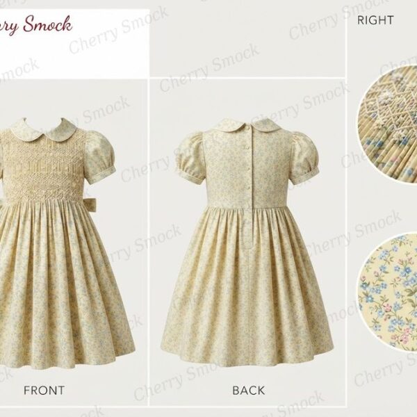 Cherrysmock Spring Girls Hand-Smocked Dress – UK Heritage Collection #G01 (CS-UK2-SPRING-G01)