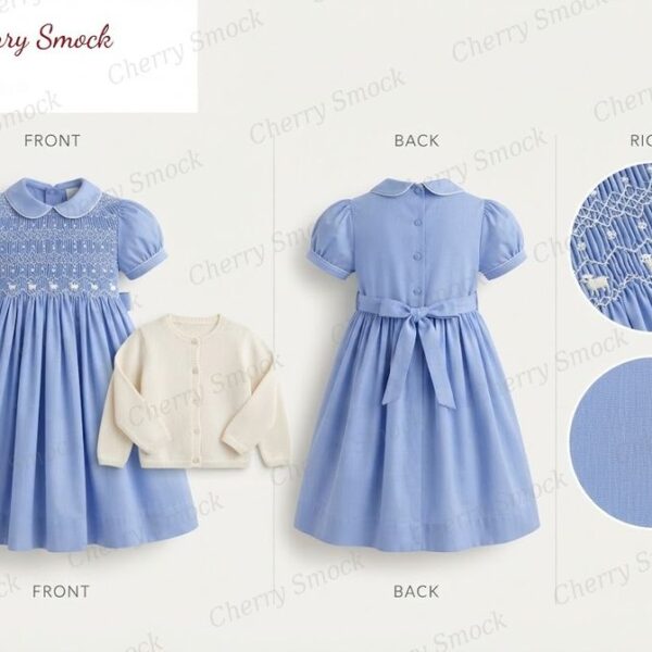 Cherrysmock Spring Girls Hand-Smocked Dress – UK Heritage Collection #G10 (CS-UK2-SPRING-G10)