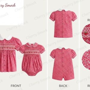 Cherrysmock Valentine’s Day Boys Hand-Smocked Romper Set – UK Heritage Collection #B06 (CS-UK2-VALENTINE-B06)