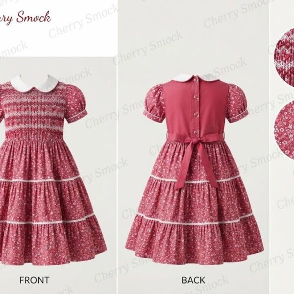 Cherrysmock Valentine’s Day Girls Hand-Smocked Dress – UK Heritage Collection #G09 (CS-UK2-VALENTINE-G09)