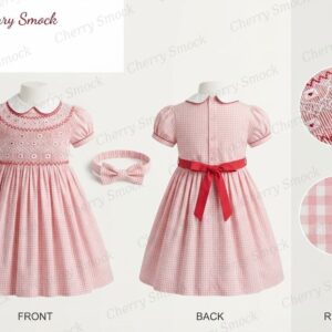 Cherrysmock Valentine’s Day Girls Hand-Smocked Dress – UK Heritage Collection #G10 (CS-UK2-VALENTINE-G10)