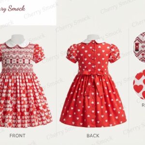 Cherrysmock Valentine’s Day Girls Hand-Smocked Dress – UK Heritage Collection #G11 (CS-UK2-VALENTINE-G11)