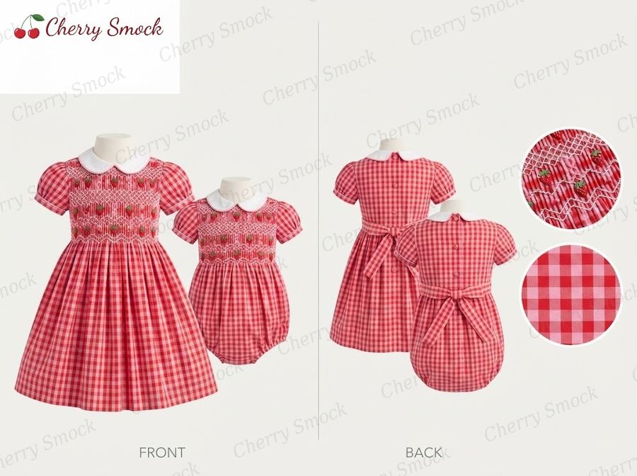 Cherrysmock Valentine's Day Girls Hand-Smocked Dress – UK Heritage Collection #G14 (CS-UK2-VALENTINE-G14)