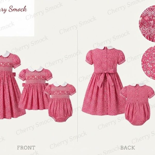 Cherrysmock Valentine’s Day Girls Hand-Smocked Dress – UK Heritage Collection #G15 (CS-UK2-VALENTINE-G15)