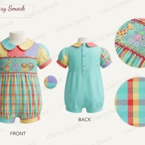 Cherrysmock Birthday Boys Hand-Smocked Romper Set – US Collection #B01 (CS-US-BDAY-B01)