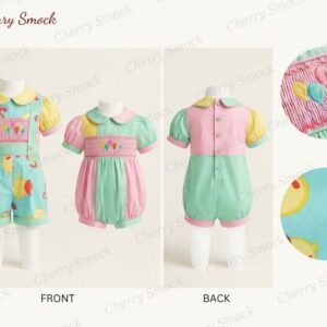 Cherrysmock Birthday Boys Hand-Smocked Romper Set – US Collection #B07 (CS-US-BDAY-B07)