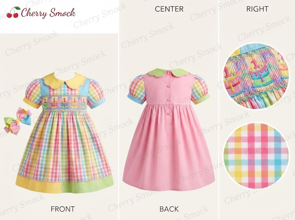 Pastel Hand-Smocked Celebration Dress Style G01