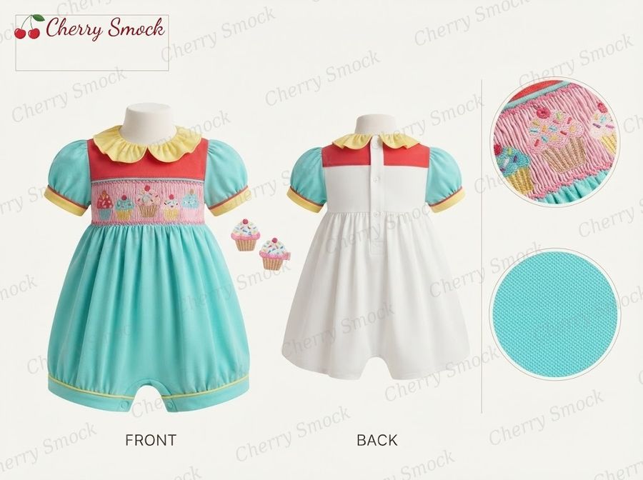 Cherrysmock Birthday Girls Hand-Smocked Dress – US Collection #G03 (CS-US-BDAY-G03)